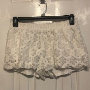 White lace shorts